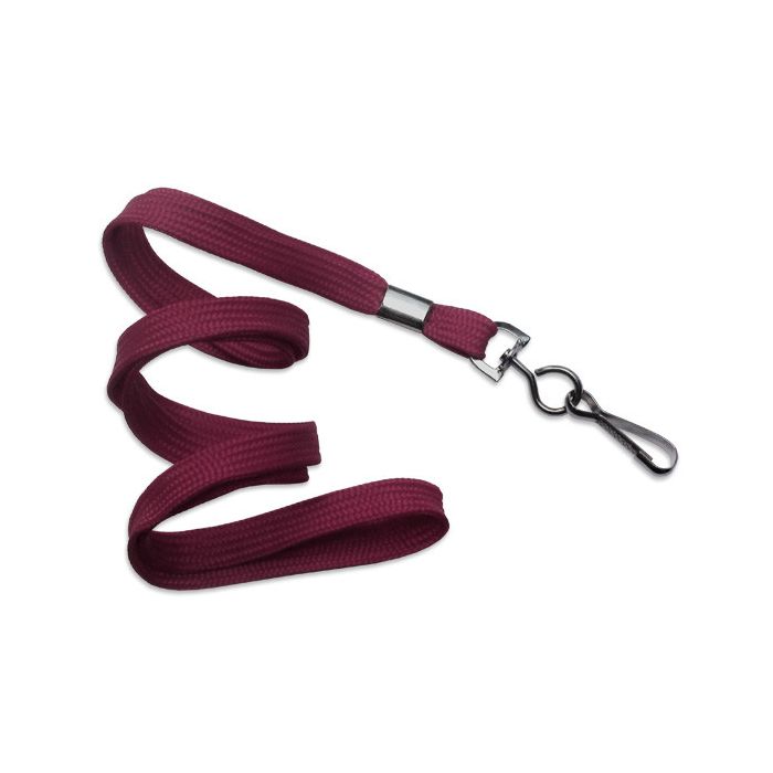 3/8'' Maroon Flat Braid Lanyard with Black-Oxide Swivel Hook  