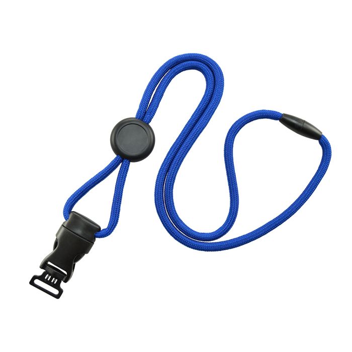 1/4'' Royal Blue Round Breakaway Lanyard w/ Round Slider & Detachable Combo Loop  