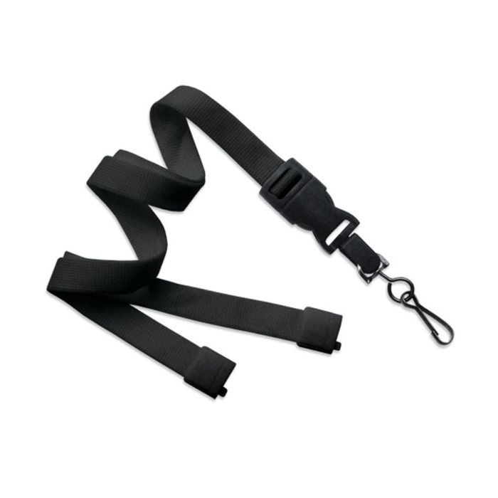 5/8'' Black OptiWeaver Lanyard with Safety Breakaway & Detachable Swivel Hook 