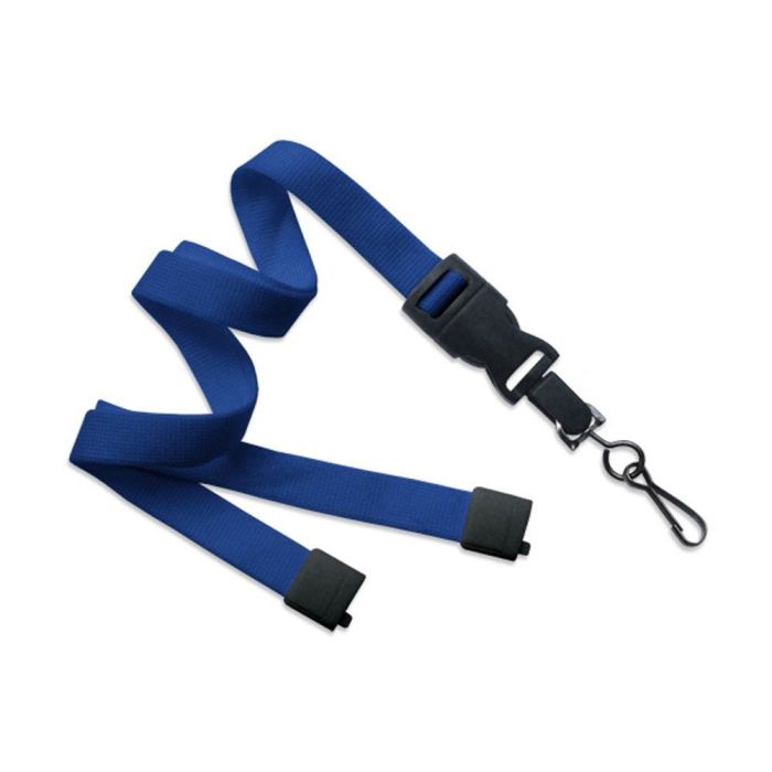 5/8'' Royal Blue OptiWeave Lanyard with Safety Breakaway & Detachable Swivel Hook 