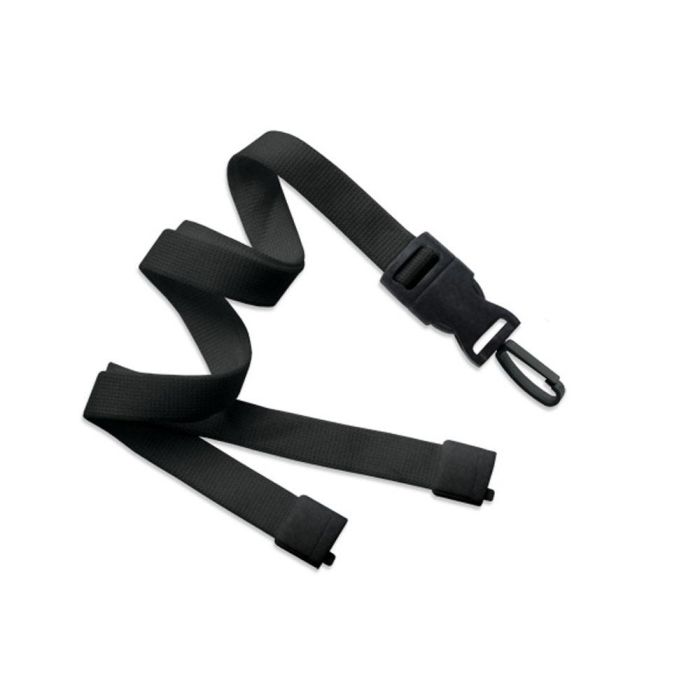 5/8'' Black OptiWeave Lanyard with Safety Breakaway & Detachable Plastic Swivel Hook 