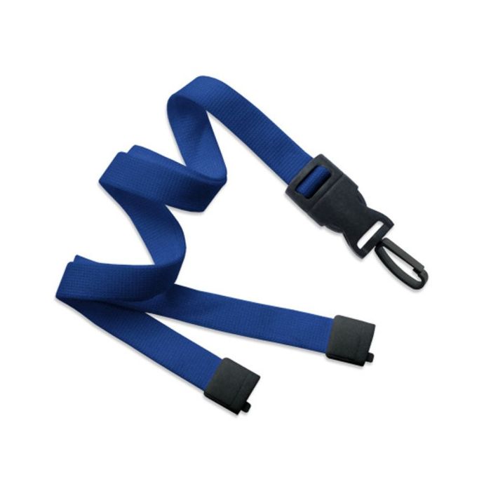 5/8'' Royal Blue OptiWeave Lanyard with Safety Breakaway & Detachable Plastic Swivel Hook 