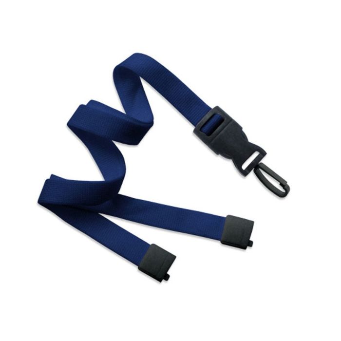 5/8'' Navy Blue OptiWeave Lanyard with Safety Breakaway & Detachable Plastic Swivel Hook