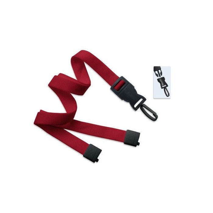 5/8'' Red OptiWeave Lanyard with Safety Breakaway & Detachable Plastic Swivel Hook 