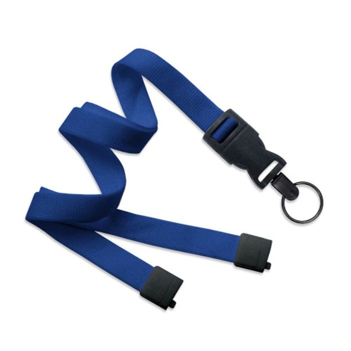 5/8'' Royal Blue OptiWeave Lanyard with Safety Breakaway & Detachable Split Ring 