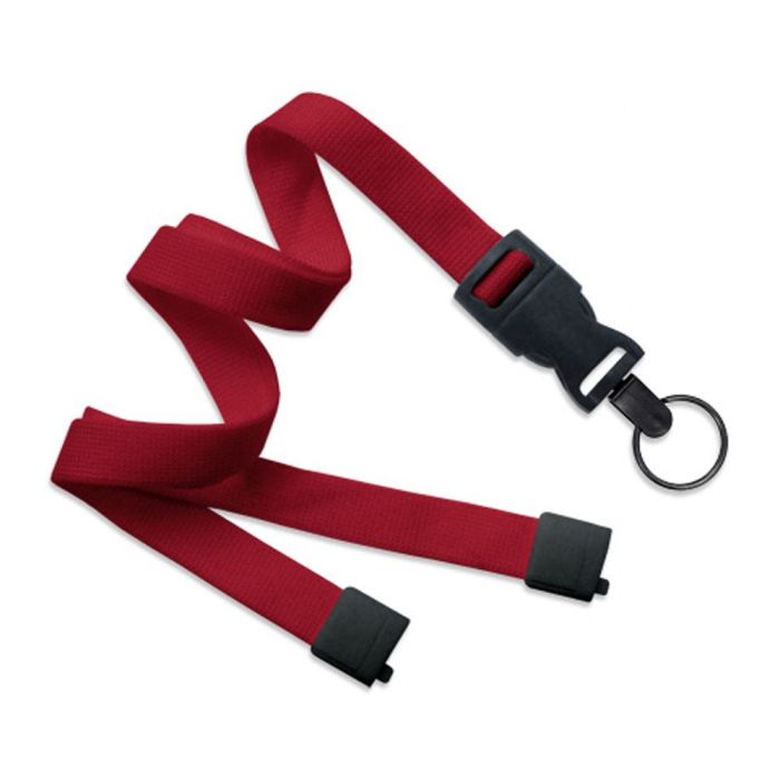 5/8'' Red OptiWeave Lanyard with Safety Breakaway & Detachable Split Ring 