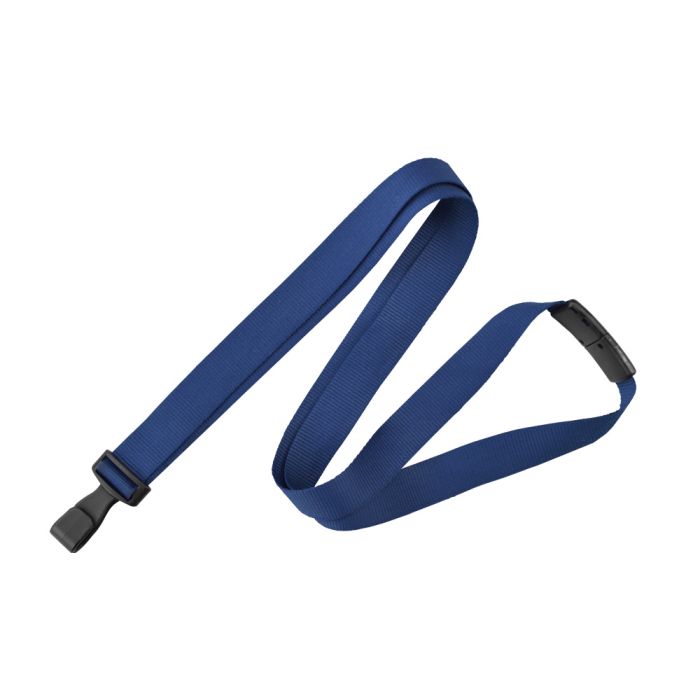 5/8'' Navy Blue Antimicrobial Lanyard with Safety Breakaway & Wide Plastic No-twist Hook 