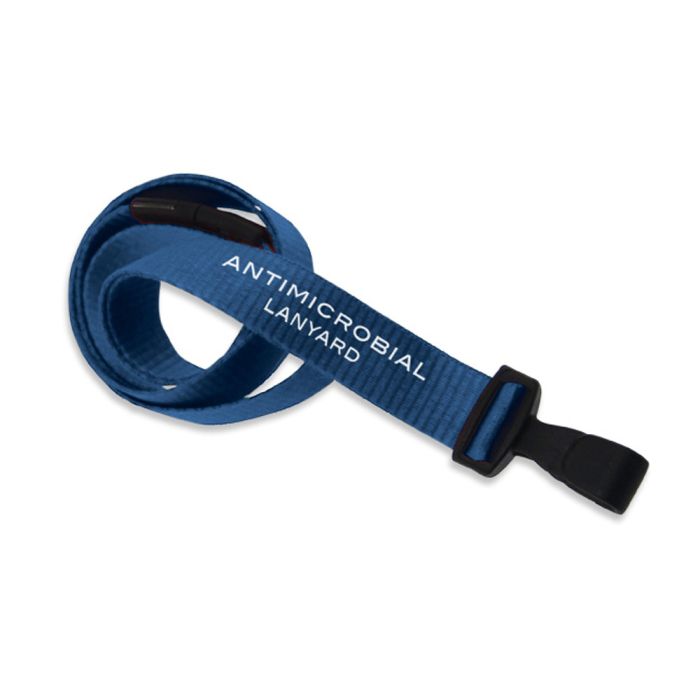 5/8'' Royal Blue Antimicrobial Lanyard with Safety Breakaway & Wide Plastic No-twist Hook 