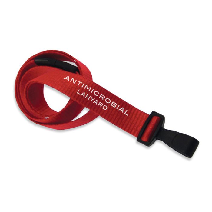 5/8'' Red Antimicrobial Lanyard with Safety Breakaway & Wide Plastic No-twist Hook 