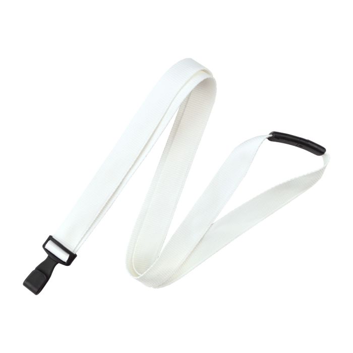 5/8'' White Antimicrobial Lanyard with Safety Breakaway & Wide Plastic No-twist Hook 