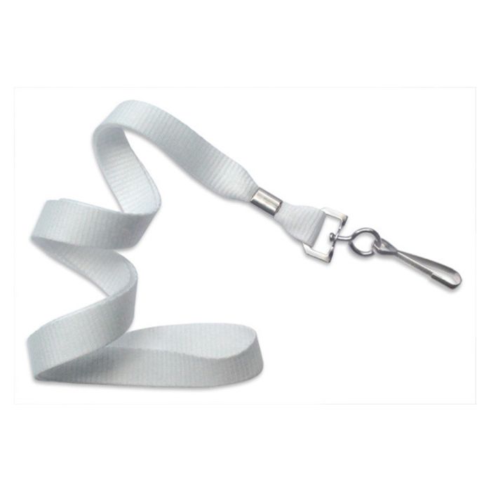 5/8'' White MicroWeave Non-Breakaway Lanyard w/ Swivel Hook 