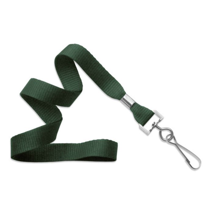 5/8'' Forest Green MicroWeave Non-Breakaway Lanyard w/ Swivel Hook 