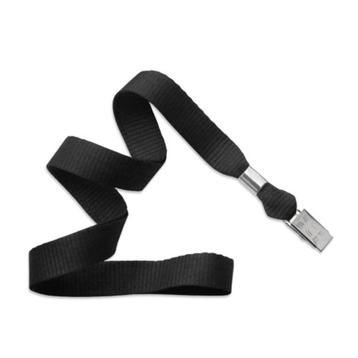 5/8'' Black MicroWeave Non-Breakaway Lanyard w/ Bulldog Clip 