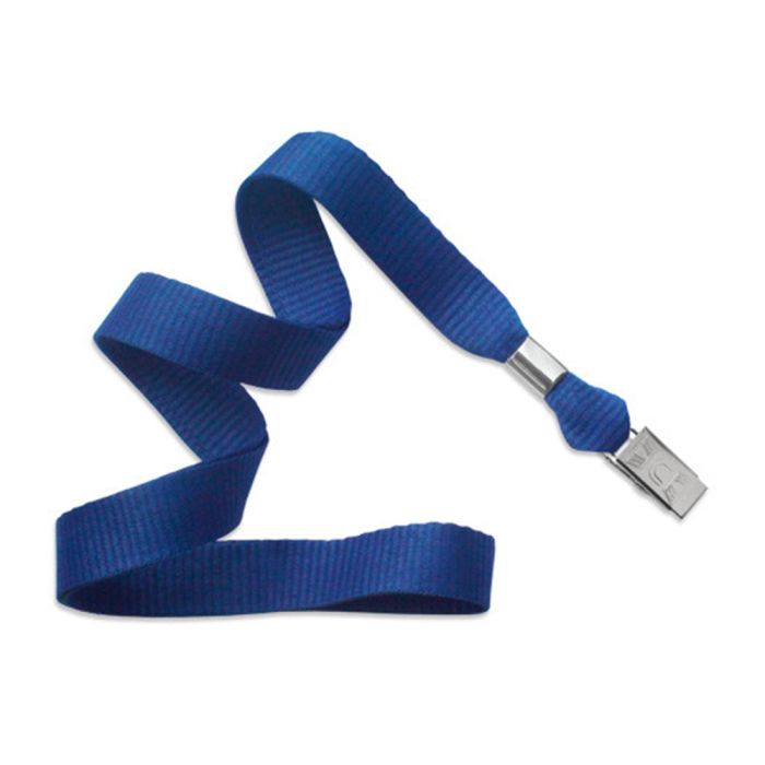 5/8'' Royal Blue MicroWeave Non-Breakaway Lanyard w/ Bulldog Clip 