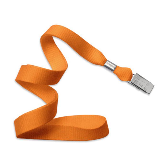 5/8'' Orange MicroWeave Non-Breakaway Lanyard w/ Bulldog Clip 