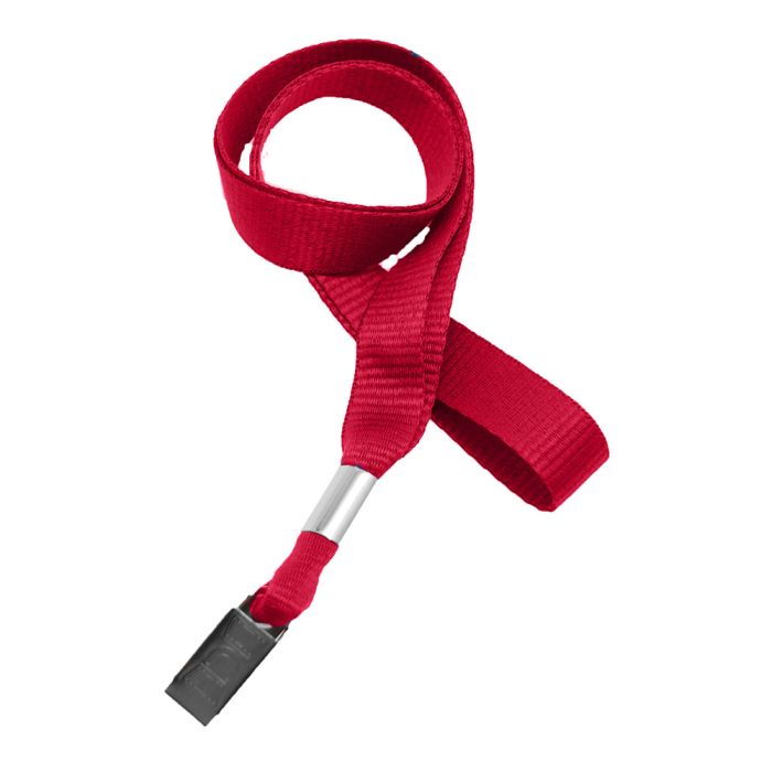 5/8'' Red MicroWeave Non-Breakaway Lanyard w/ Bulldog Clip 