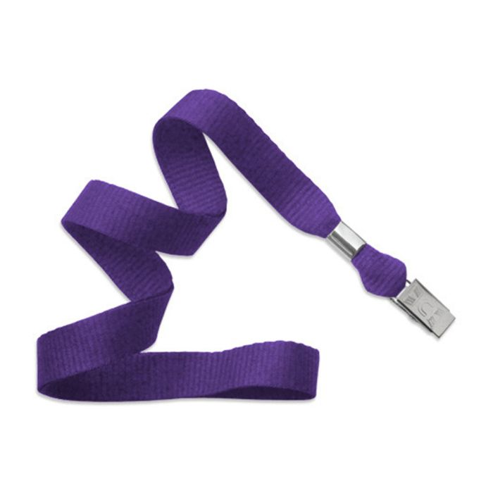 5/8'' Purple MicroWeave Non-Breakaway Lanyard w/ Bulldog Clip 