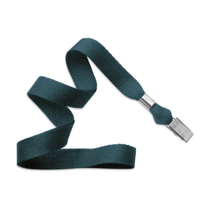 5/8'' Teal MicroWeave Non-Breakaway Lanyard w/ Bulldog Clip 