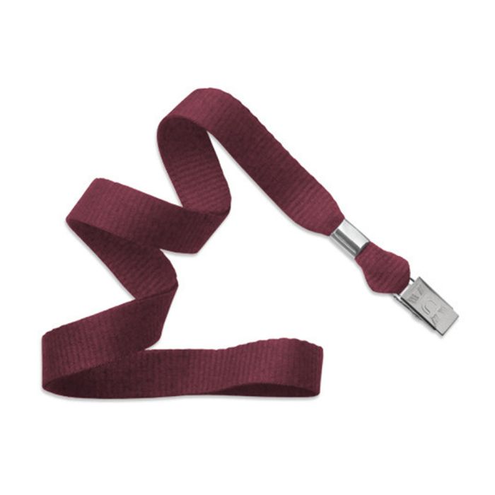5/8'' Maroon MicroWeave Non-Breakaway Lanyard w/ Bulldog Clip 