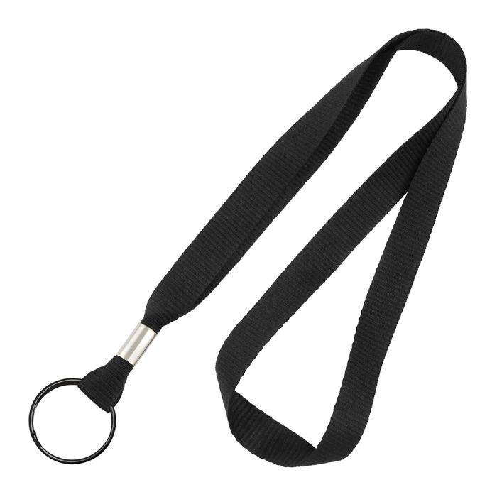 5/8'' Black MicroWeave Non-Breakaway Lanyard w/ Split Ring 