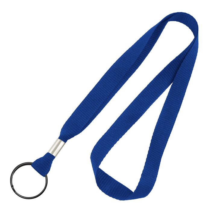 5/8'' Royal Blue MicroWeave Non-Breakaway Lanyard w/ Split Ring 