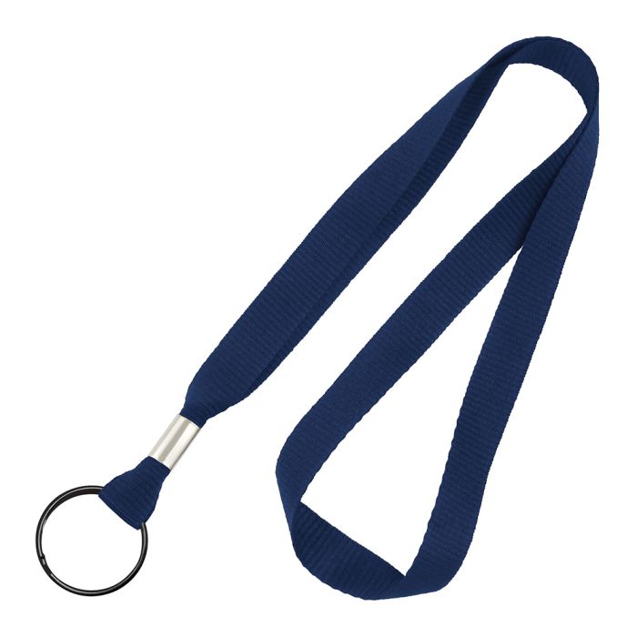 5/8'' Navy Blue MicroWeave Non-Breakaway Lanyard w/ Split Ring 