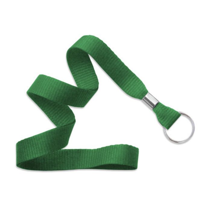 5/8'' Green MicroWeave Non-Breakaway Lanyard w/ Split Ring 