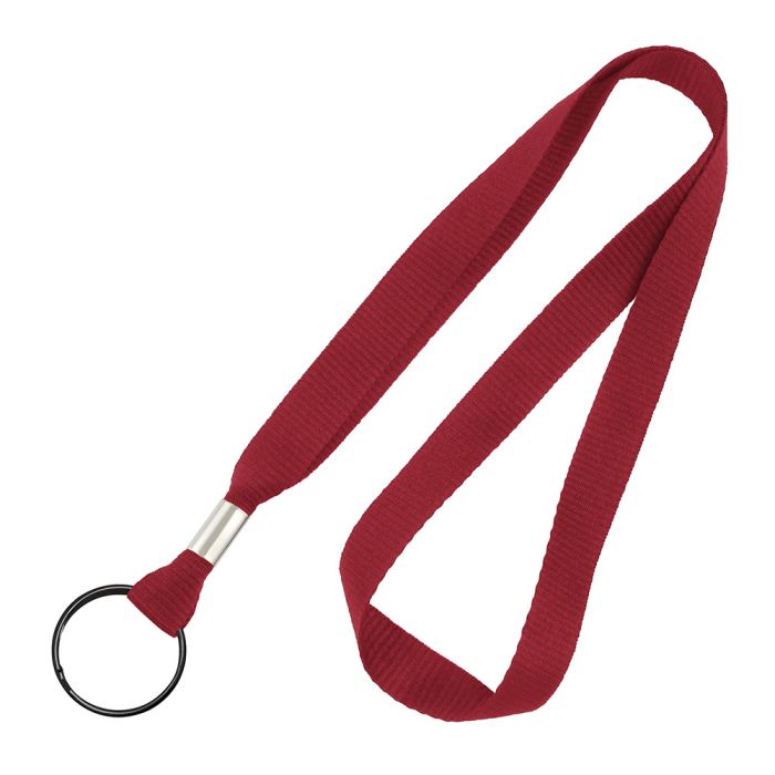 5/8'' Red MicroWeave Non-Breakaway Lanyard w/ Split Ring 