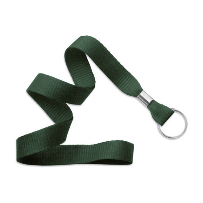 5/8'' Forest Green MicroWeave Non-Breakaway Lanyard w/ Split Ring 