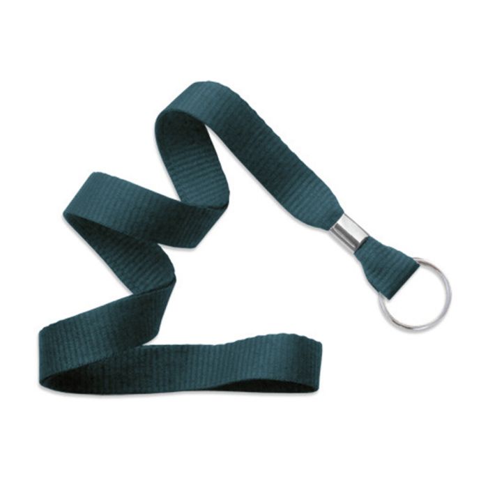 5/8'' Teal MicroWeave Non-Breakaway Lanyard w/ Split Ring 
