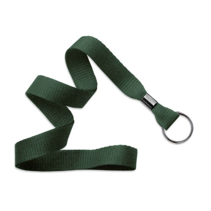 5/8'' Forest Green MicroWeave Non-Breakaway Lanyard w/ Black Oxide Split Ring  