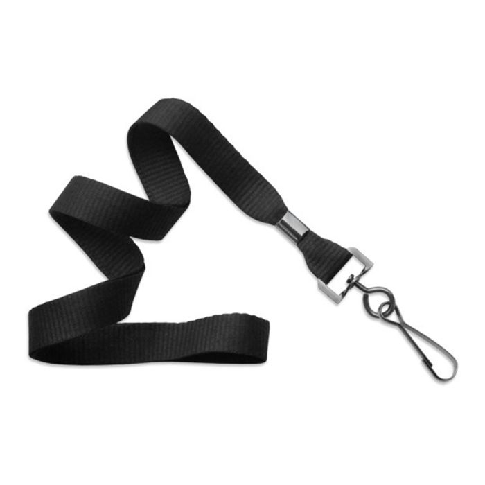 5/8'' Black MicroWeave Non-Breakaway Lanyard w/ Black Oxide Swivel Hook  