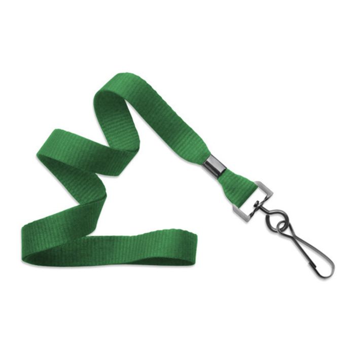 5/8'' Green MicroWeave Non-Breakaway Lanyard w/ Black Oxide Swivel Hook  