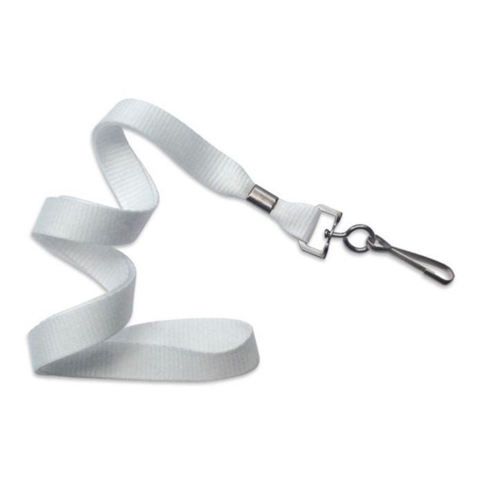 5/8'' White MicroWeave Non-Breakaway Lanyard w/ Black Oxide Swivel Hook  