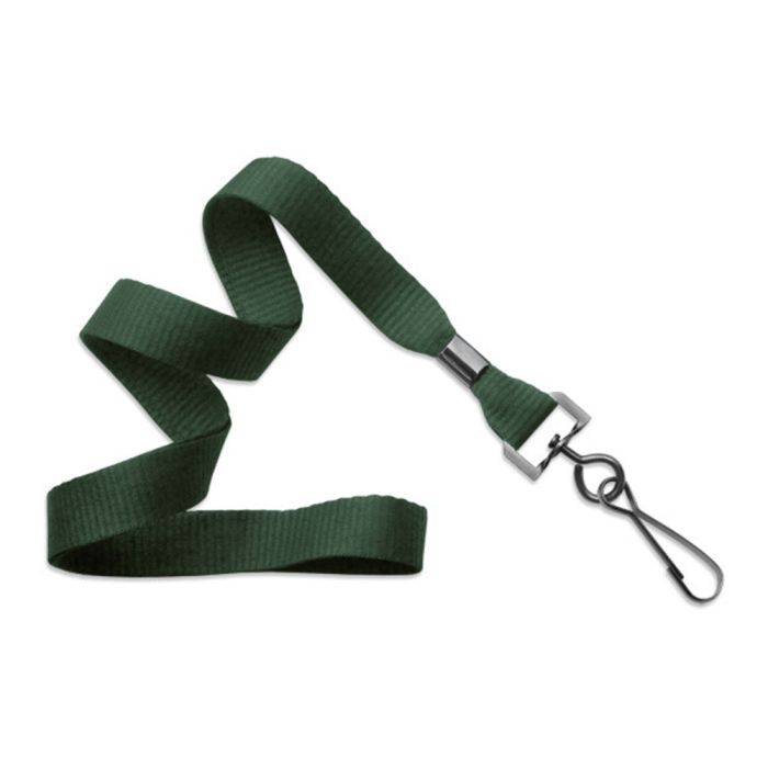 5/8'' Forest Green MicroWeave Non-Breakaway Lanyard w/ Black Oxide Swivel Hook  