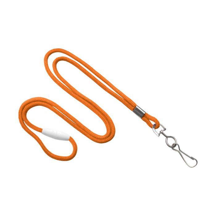 1/8'' Orange Round Braid Lanyard with Safety Breakaway & Swivel Hook 