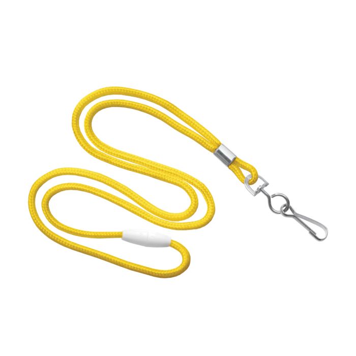 1/8'' Yellow Round Braid Lanyard with Safety Breakaway & Swivel Hook 