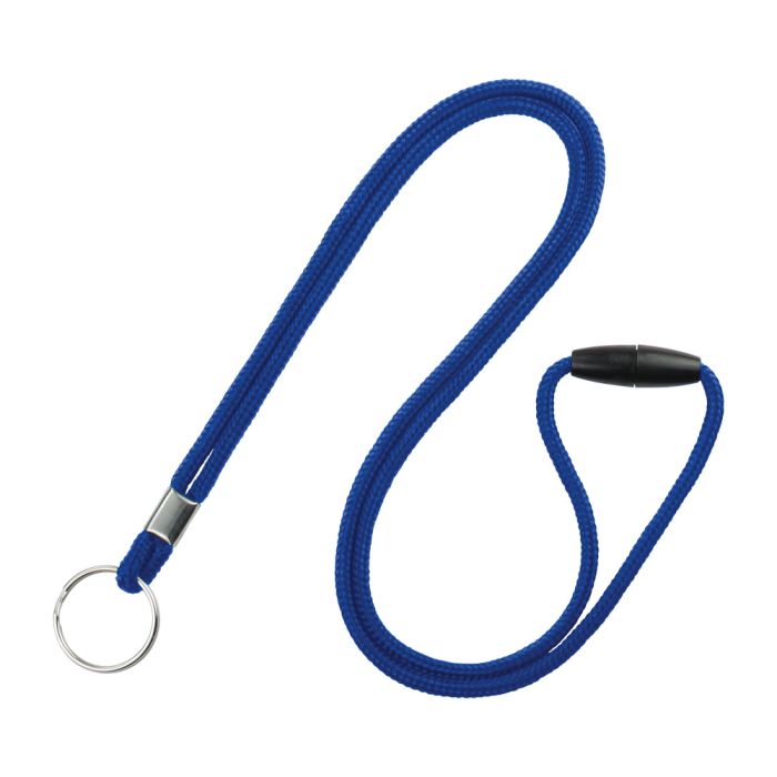 1/8'' Royal Blue Round Braid Lanyard with Safety Breakaway & Split Ring 