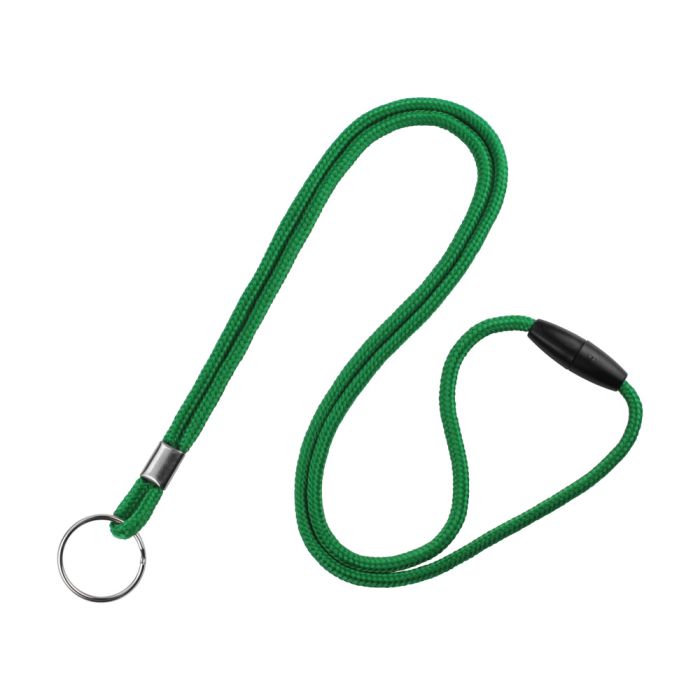 1/8'' Green Round Braid Lanyard with Safety Breakaway & Split Ring 