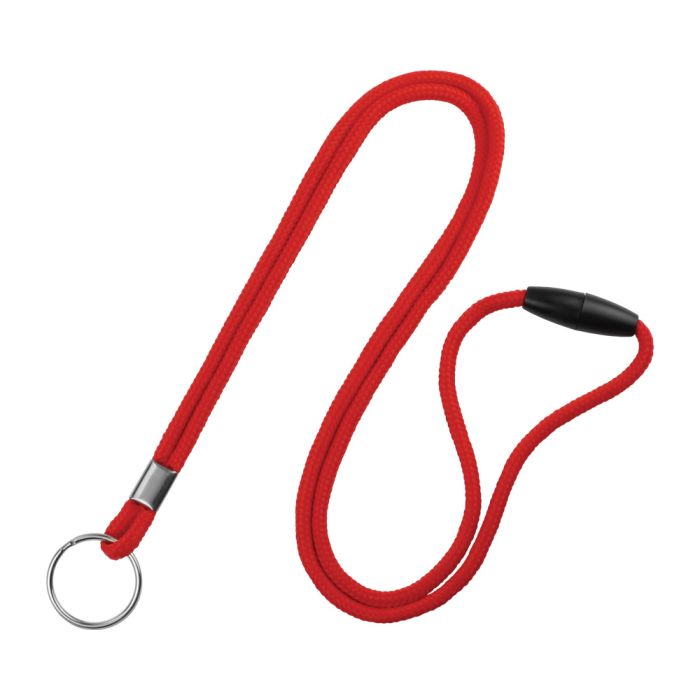 1/8'' Red Round Braid Lanyard with Safety Breakaway & Split Ring 