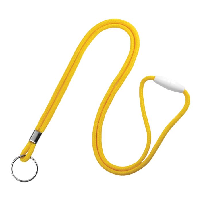 1/8'' Yellow Round Braid Lanyard with Safety Breakaway & Split Ring 