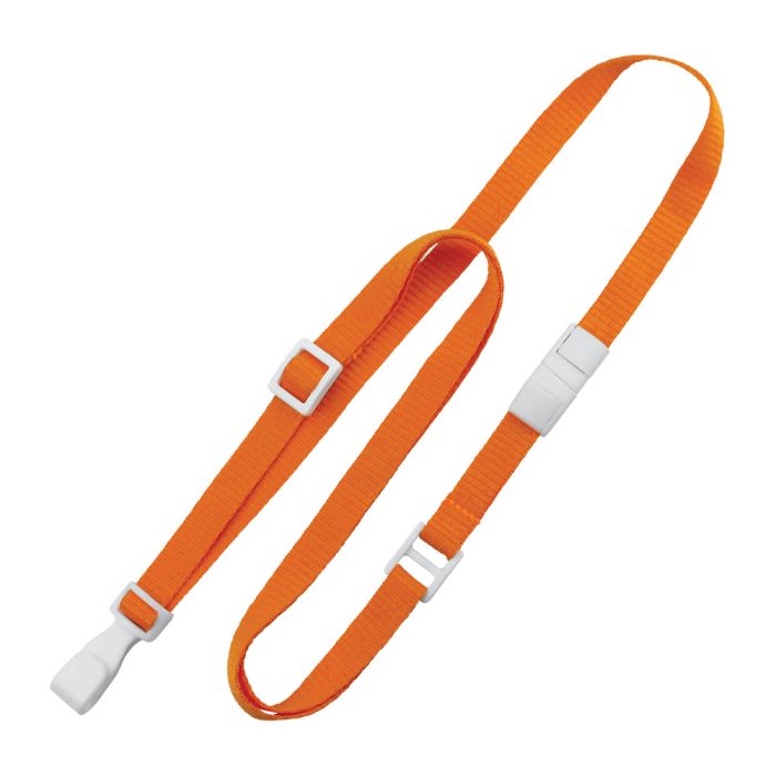 3/8'' Orange Adjustable MicroWeave Lanyard w/ Safety Breakaway & No-twist Hook 