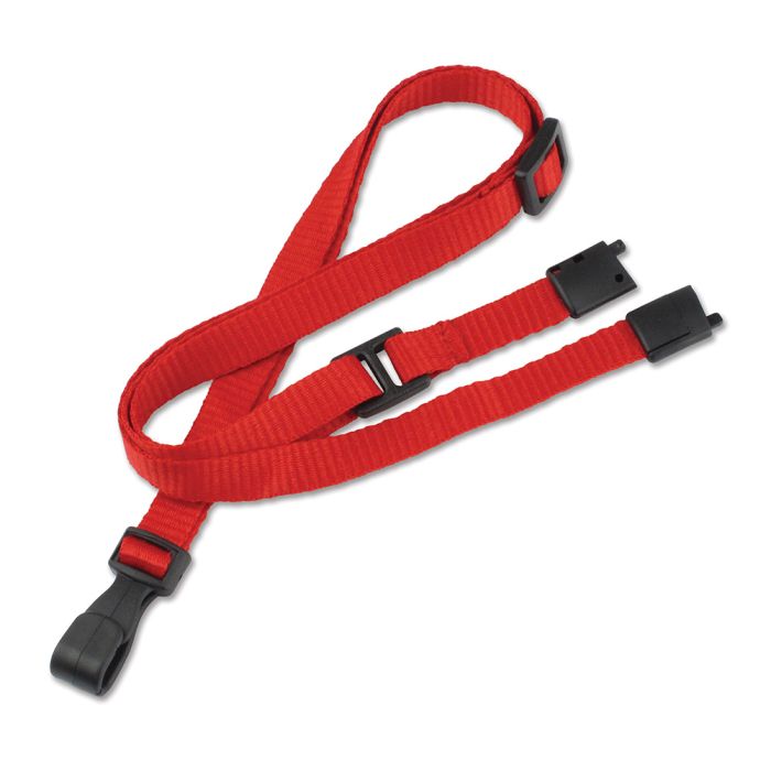 3/8'' Red Adjustable MicroWeave Lanyard w/ Safety Breakaway & No-twist Hook 