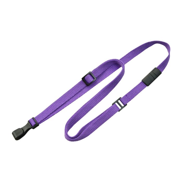 3/8'' Flat Purple Lanyard w/ Safety Breakaway & No-twist Plastic Hook 