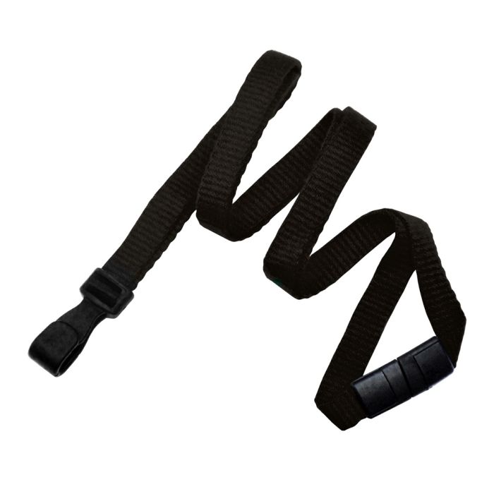 3/8'' Black Earth-Friendly Bamboo Lanyard with Safety Breakaway & Wide No-Twist Hook 