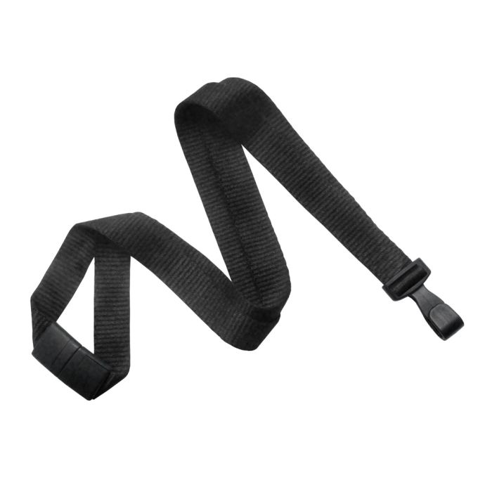5/8'' Black Earth-Friendly Bamboo Lanyard with Safety Breakaway & No-Twist Hook 