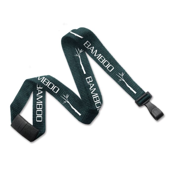 5/8'' Forest Green Earth-Friendly Bamboo Lanyard with Breakaway & No-Twist Hook 