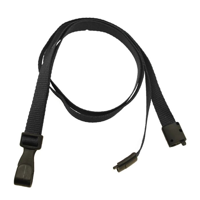 3/8'' Black Earth-Friendly PET Lanyard with Safety Breakaway & Wide No-Twist Hook 