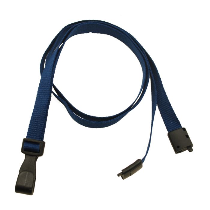 3/8'' Navy Blue Earth-Friendly PET Lanyard with Safety Breakaway & Wide No-Twist Hook 