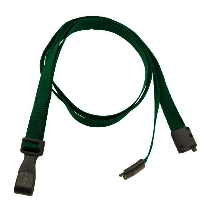 3/8'' Forest Green Earth-Friendly PET Lanyard with  Breakaway & Wide No-Twist Hook 